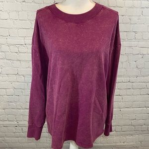 ALL IN MOTION Acid Washed Magenta Crewneck